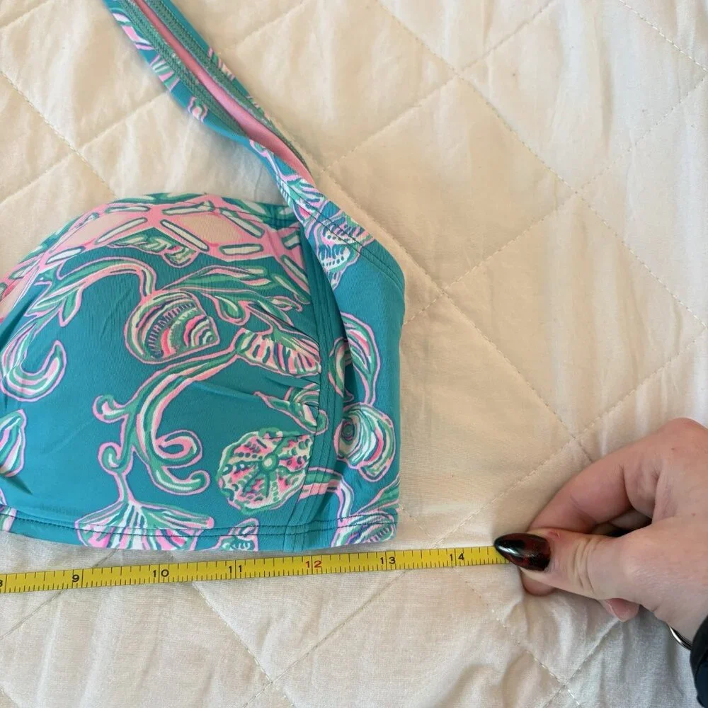 Lilly Pulitzer Womens Size 8 Roby Bikini Top WATER YA WAITING FOR Blue Pink Pool - Picture 4 of 8